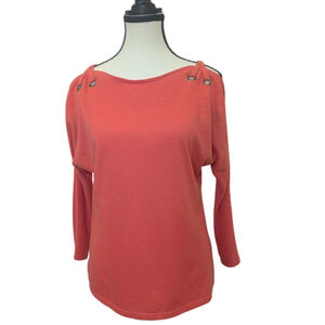 Coral Women's Cold Shoulder Knit Top Modern Minimal Soft Feminine Kay Celine S